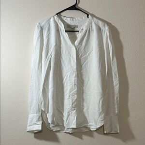 Loft long-sleeved white button down blouse